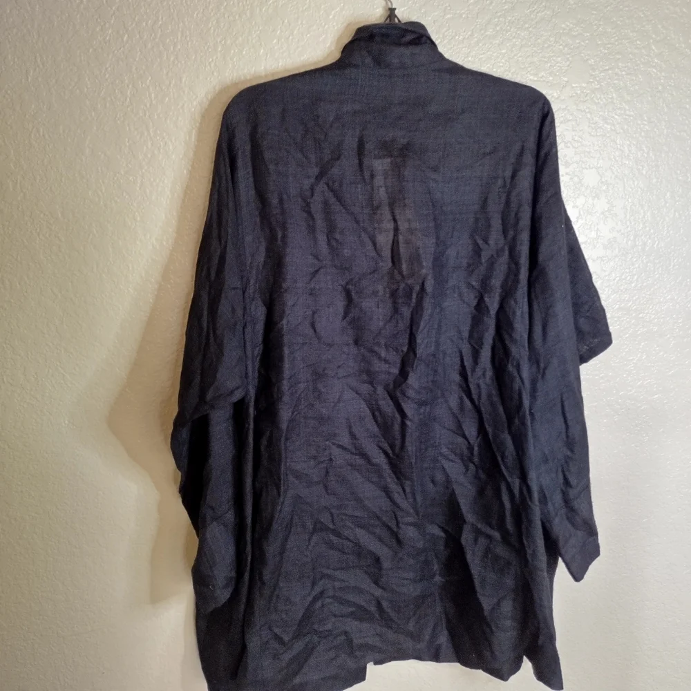 NWT PUA Naturally Hand Woven Linen Cardigan Black Lagenlook Sz S